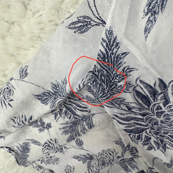 Lucky Brand White Navy Floral Print Tie Neck Blouse Top Women's Plus Size L BOHO - Picture 8 of 9